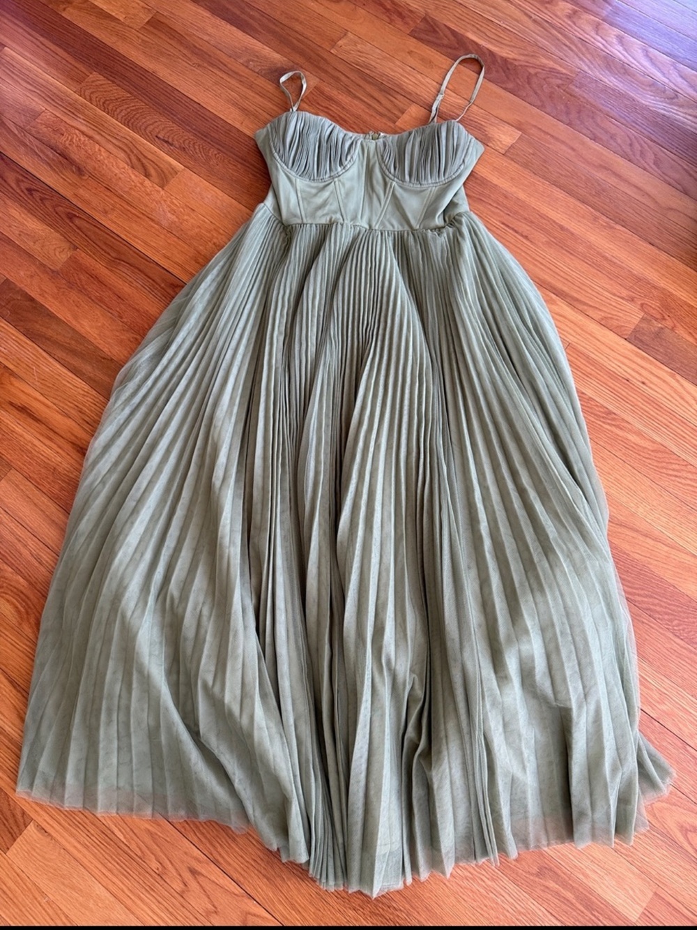 New Anthropologie Hutch Amara Corset Pleated Tulle Fit & Flare Midi Dress Size 8 - Picture 5 of 7